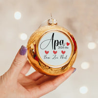 Letisztult apás arany gömbdísz a gyerekek neveivel