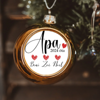 Letisztult apás arany gömbdísz a gyerekek neveivel