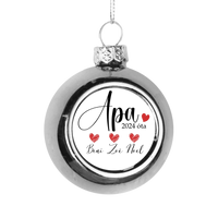 Letisztult apás ezüst gömbdísz a gyerekek neveivel