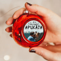 Egyedi képes piros gömbdísz - A világ legjobb Apukájának