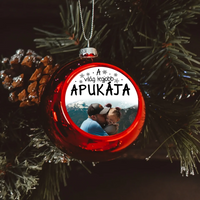 Egyedi képes piros gömbdísz - A világ legjobb Apukájának