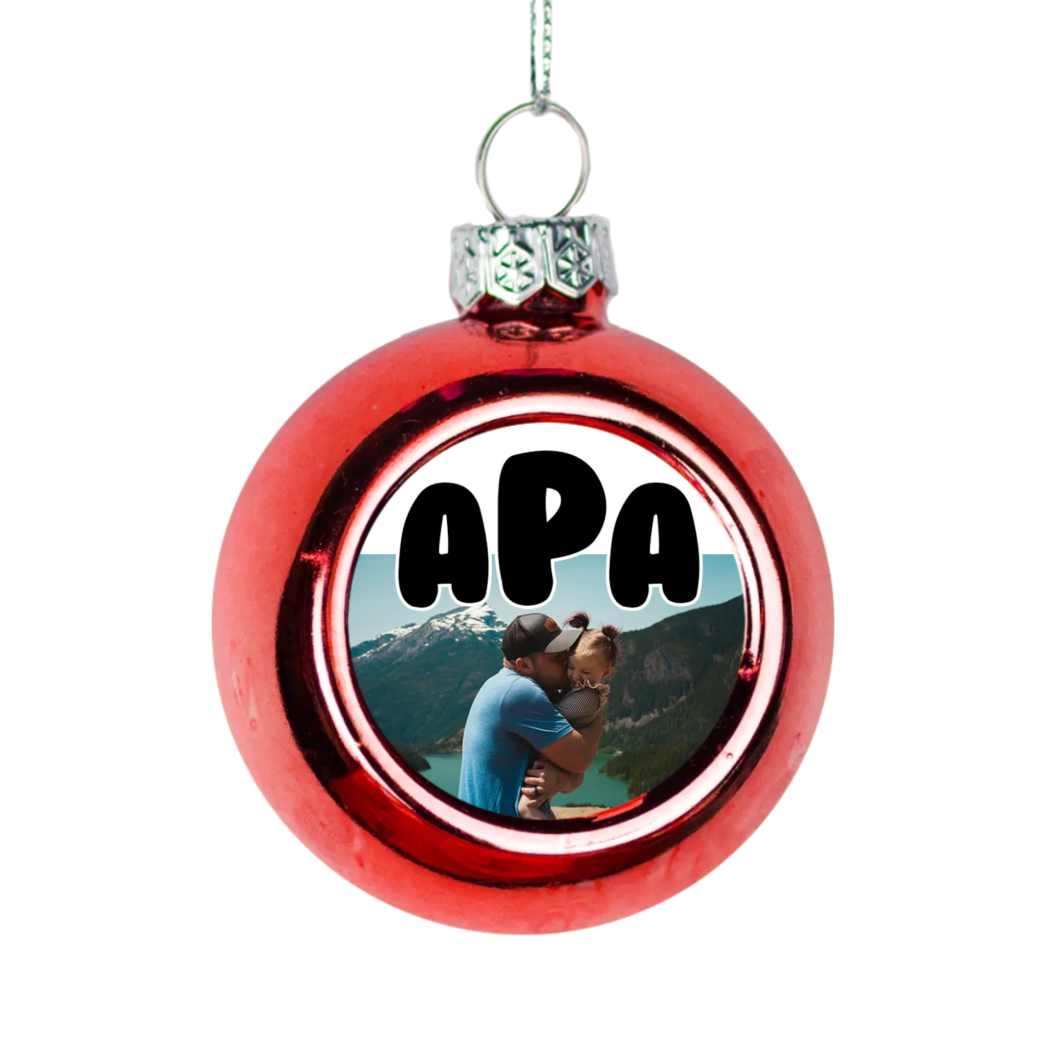 Egyedi képes piros gömbdísz - Apáknak