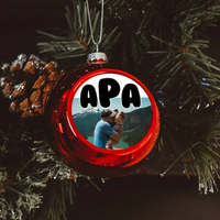 Egyedi képes piros gömbdísz - Apáknak