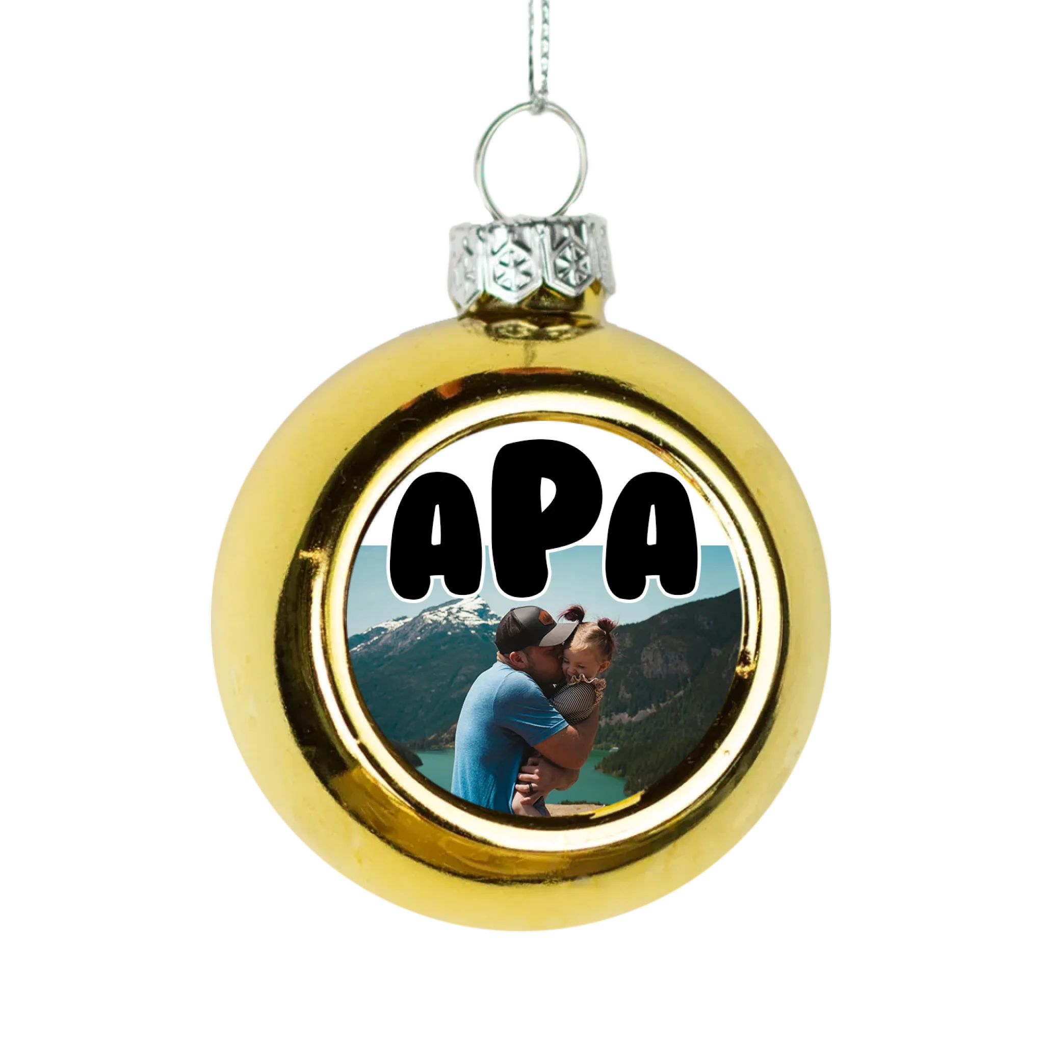 Egyedi képes arany gömbdísz - Apáknak