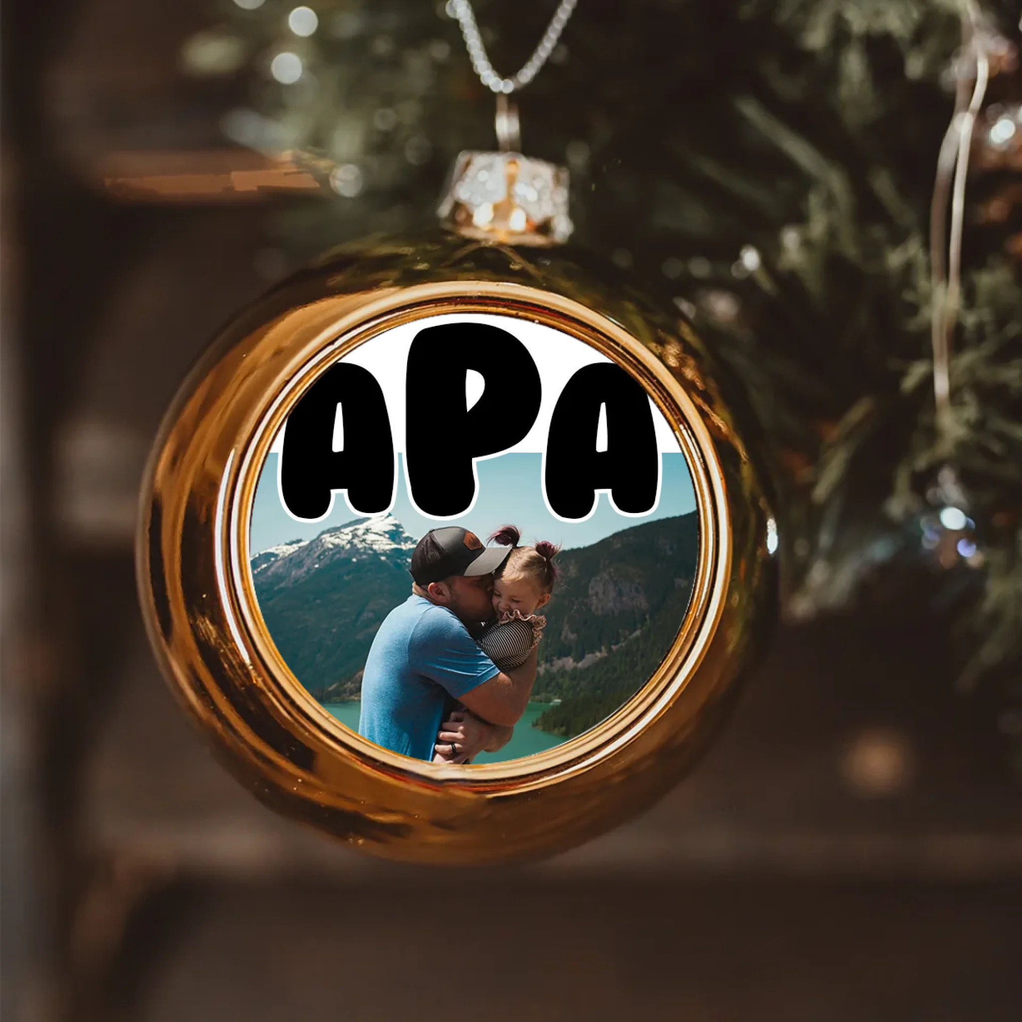 Egyedi képes arany gömbdísz - Apáknak