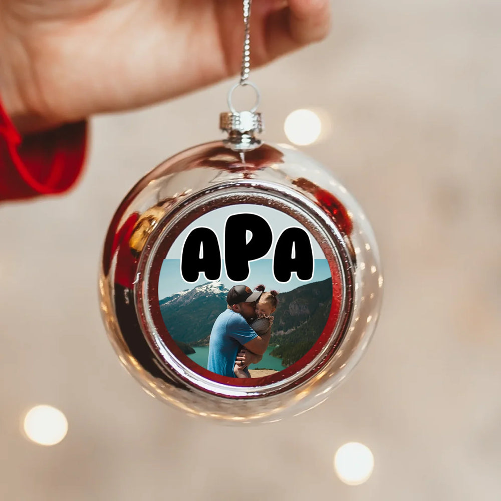 Egyedi képes ezüst gömbdísz - Apáknak