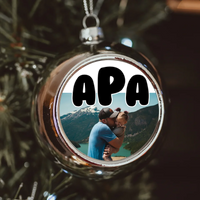 Egyedi képes ezüst gömbdísz - Apáknak