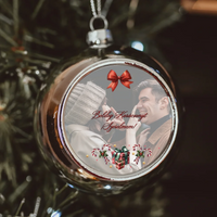 Karácsonyi ezüst gömbdísz saját fényképpel és szívhez szóló üzenettel