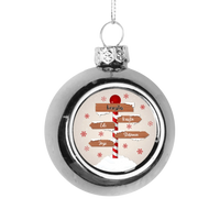 Útmutató karácsonyi ezüst gömbdísz az egész család nevével