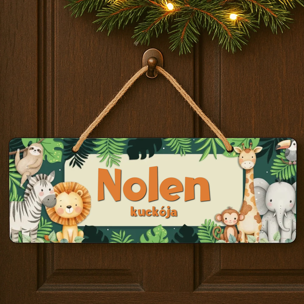 Dzsungeles állatos dísztábla - választható névvel és felirattal