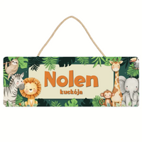 Dzsungeles állatos dísztábla - választható névvel és felirattal