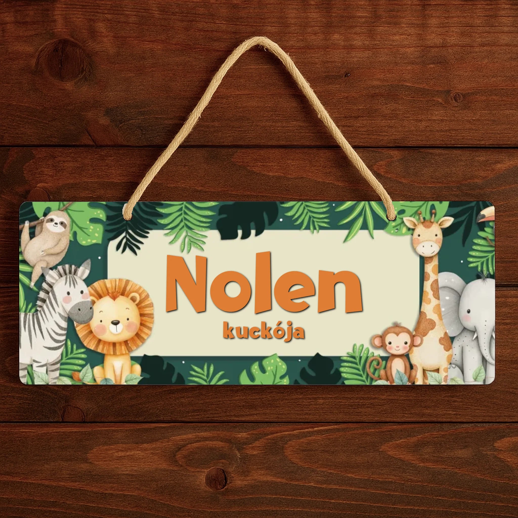 Dzsungeles állatos dísztábla - választható névvel és felirattal