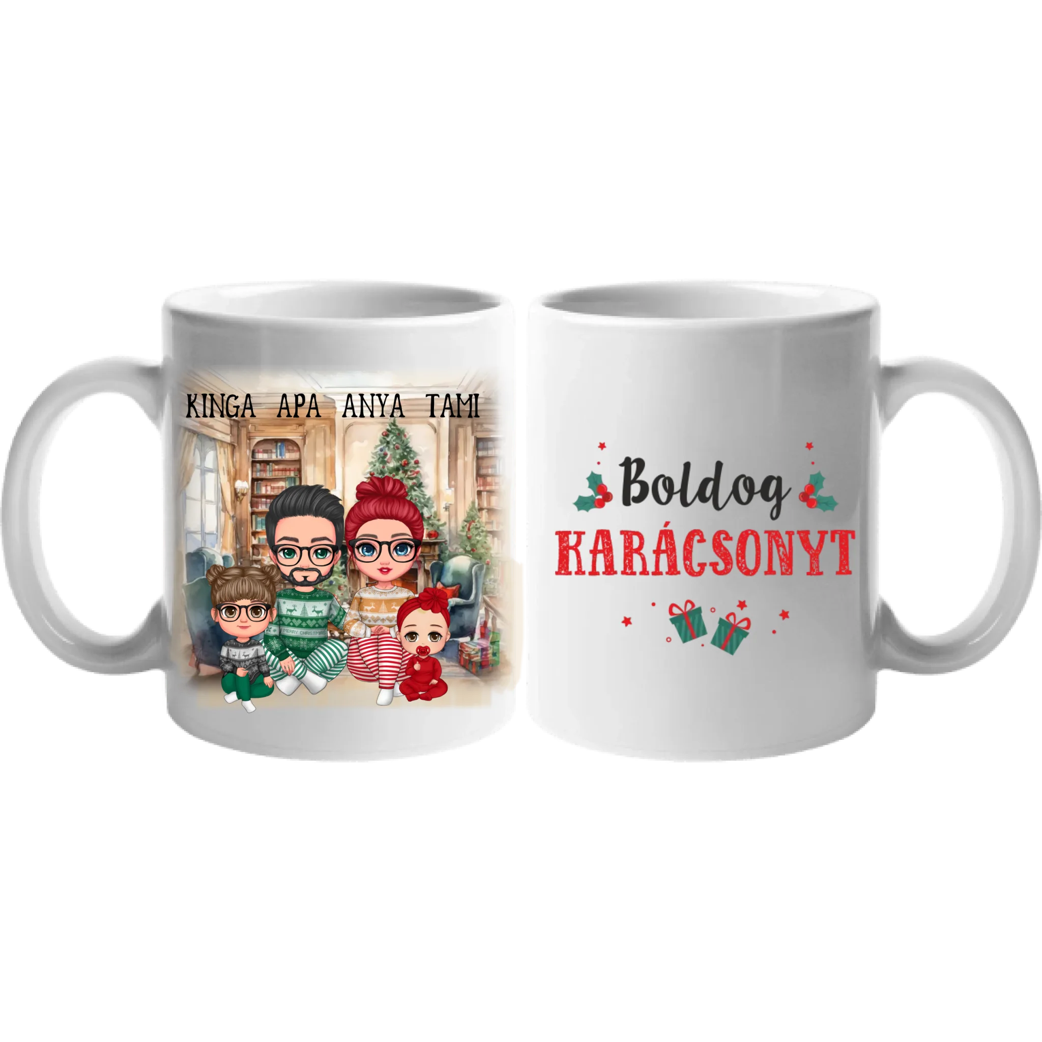Karácsonyi cuki családos bögre