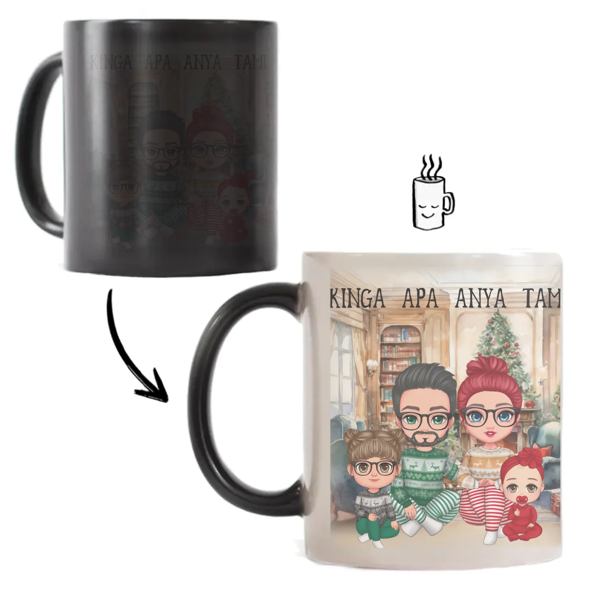 Karácsonyi cuki családos bögre