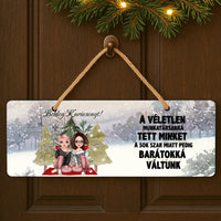 Szerkeszthető karakteres karácsonyi dísztábla munkatársaknak idézettel