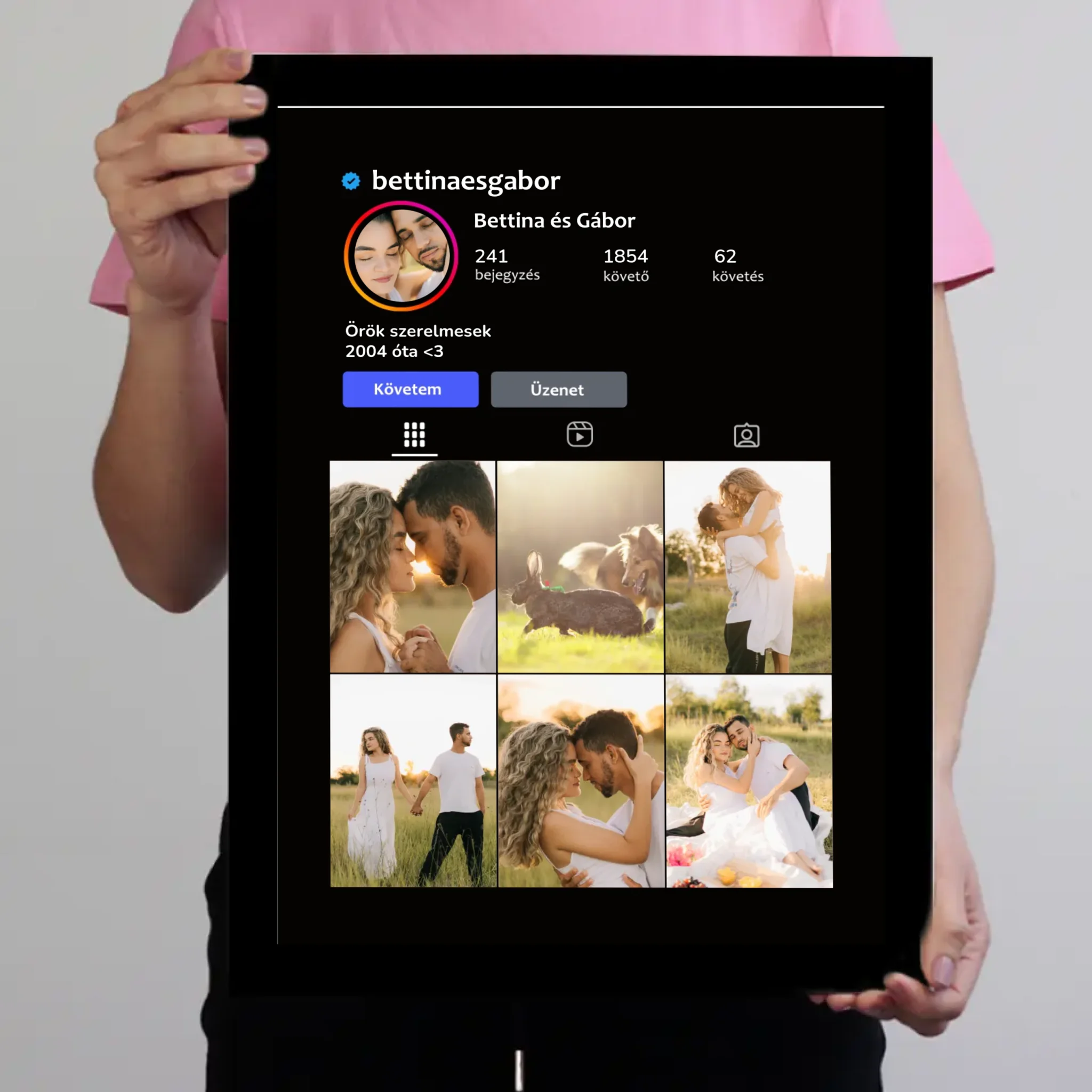  Instagram stílusú falikép - Egyedi feliratos 7 képpel