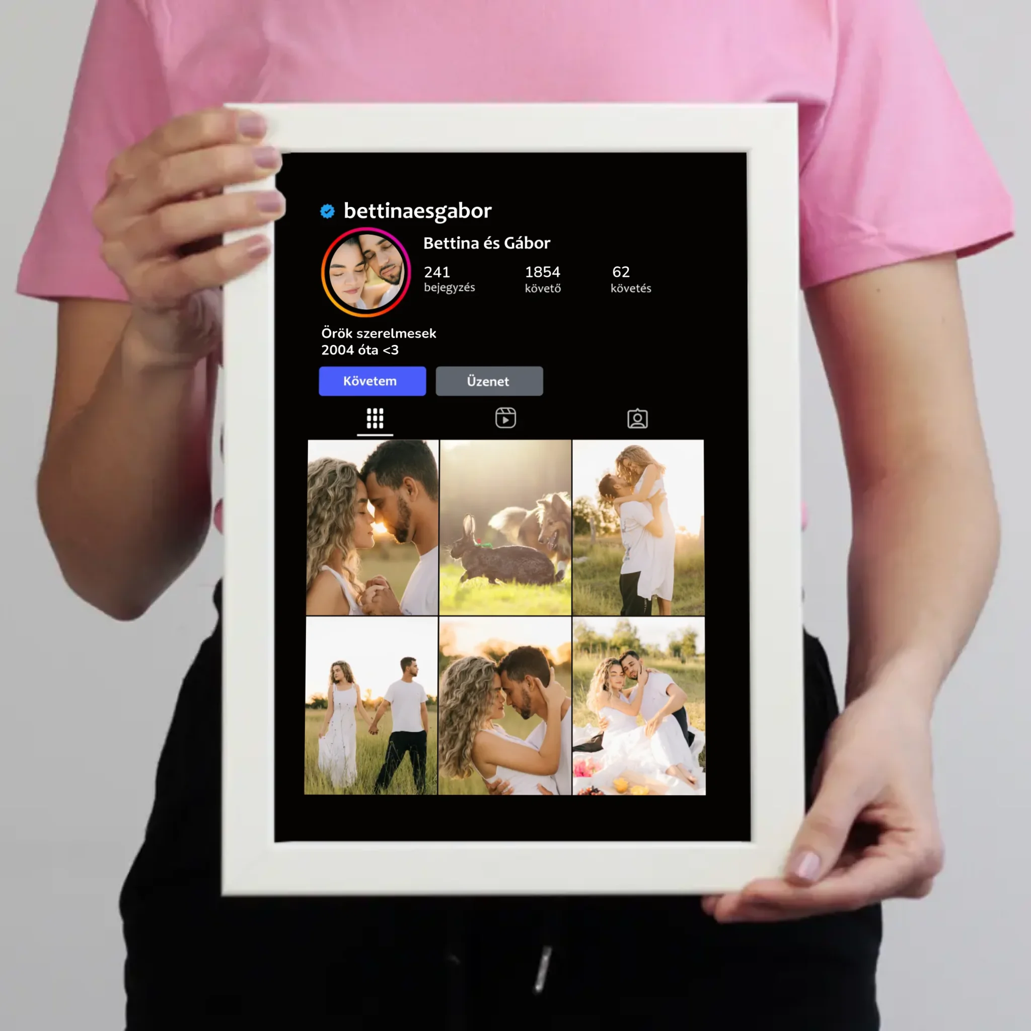  Instagram stílusú falikép - Egyedi feliratos 7 képpel