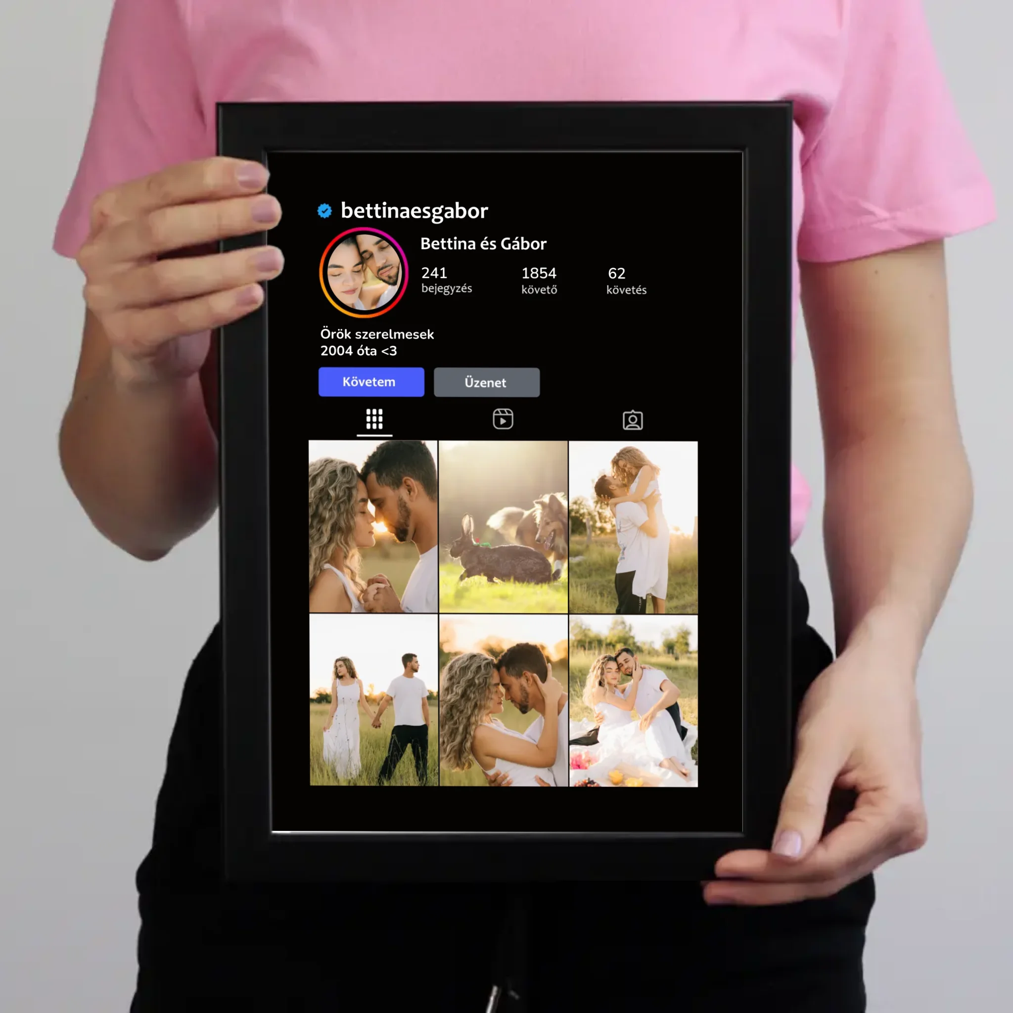  Instagram stílusú falikép - Egyedi feliratos 7 képpel