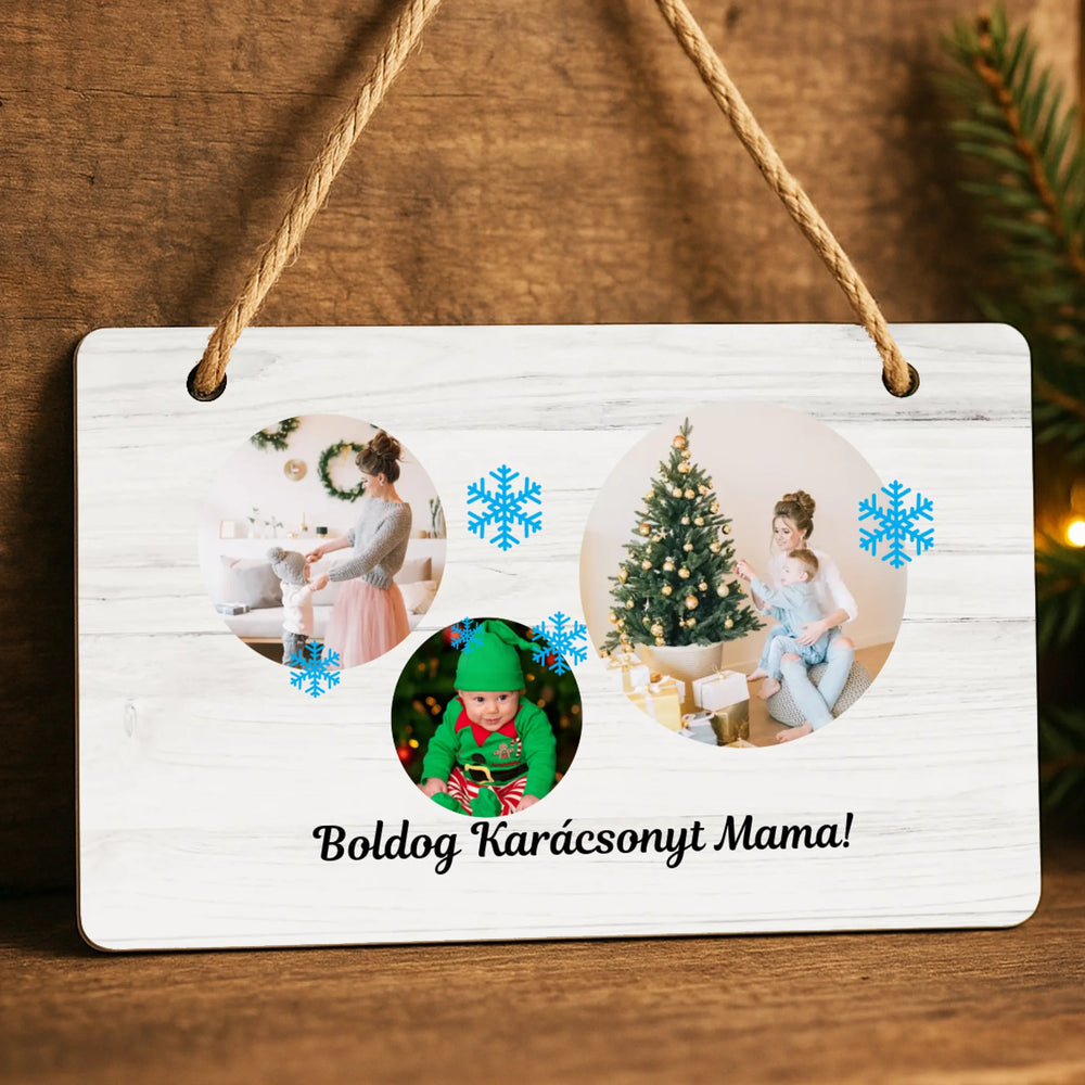 Karácsonyi 3 képes tábla dísz