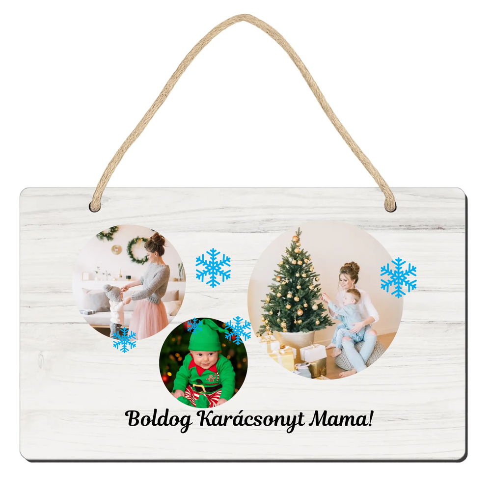 Karácsonyi 3 képes tábla dísz