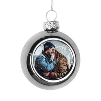 Egyedi képes karácsonyi gömbdísz ezüst