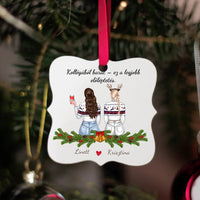 Négyzetes karácsonyfadísz karácsonyi mintával - saját fotóval és felirattal