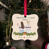 Négyzetes karácsonyfadísz karácsonyi mintával - saját fotóval és felirattal