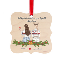 Négyzetes karácsonyfadísz karácsonyi mintával - saját fotóval és felirattal