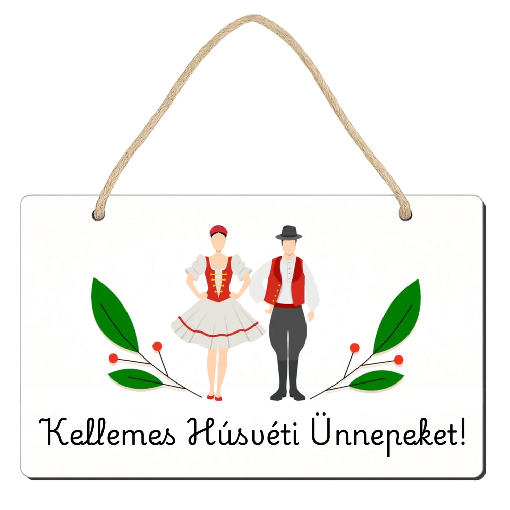 Húsvéti ajtó kopogtató fa dísztábla egyedi felirattal