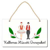 Húsvéti ajtó kopogtató fa dísztábla egyedi felirattal