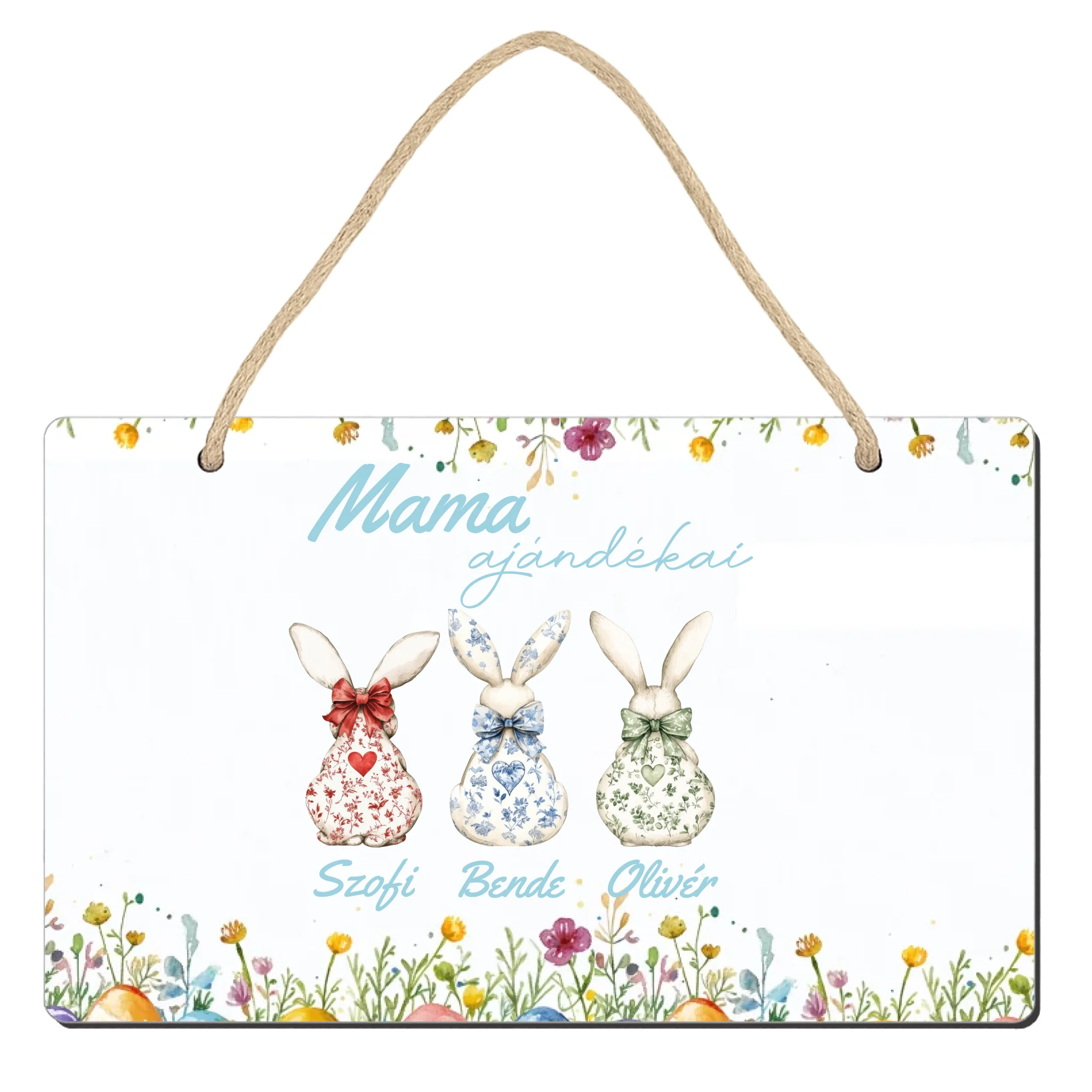 A mama ajándékai  - Egyedi húsvéti ajándék dísztábla nagymamáknak nyuszis mintával