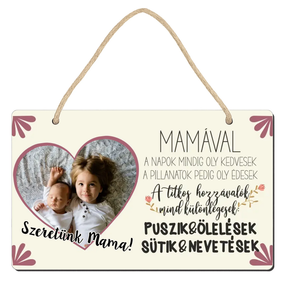 Egyedi képes anyák napi ajándék nagymamáknak - fali dekor tábla