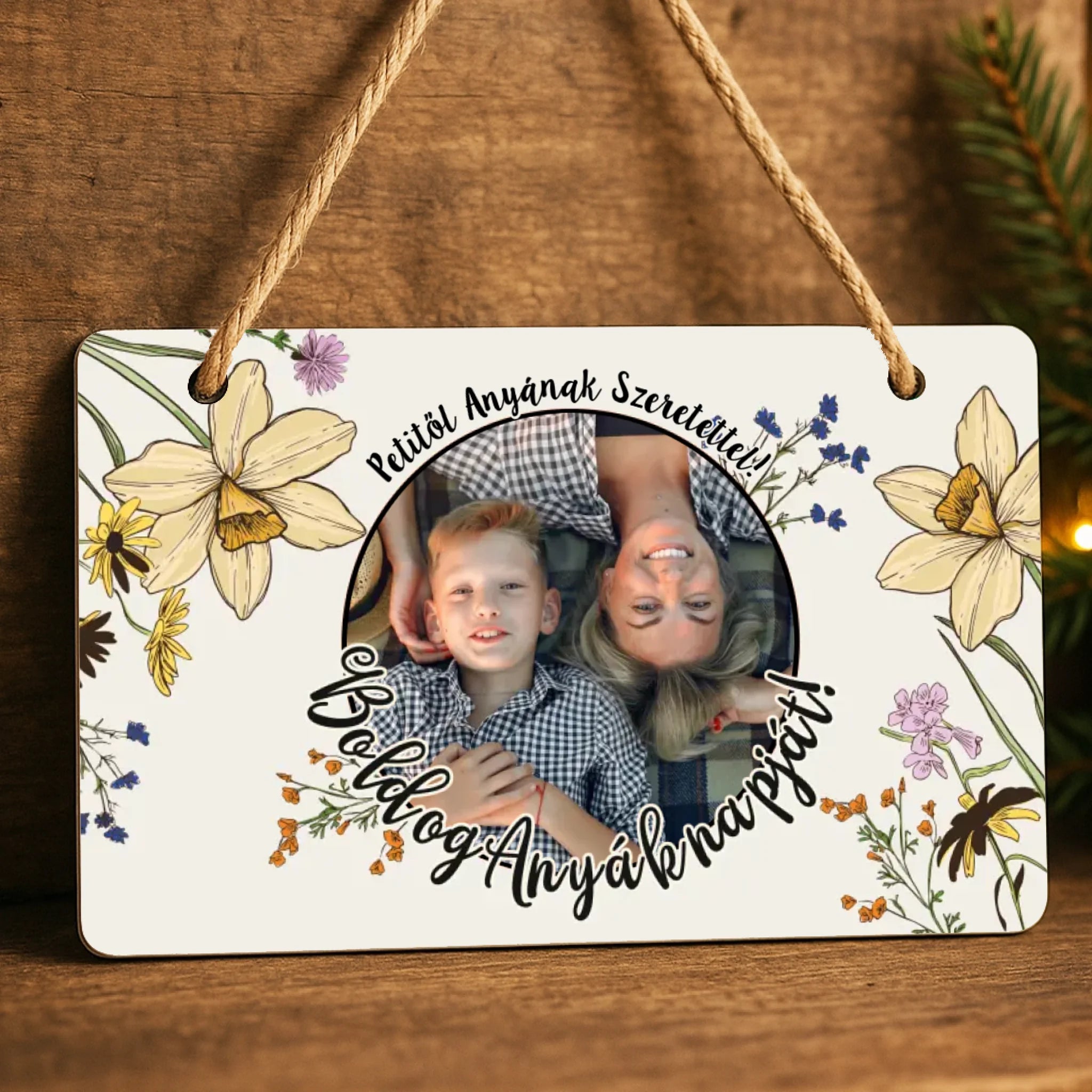 Egyedi képes anyák napi ajándék fali dekor tábla - Boldog Anyák Napját