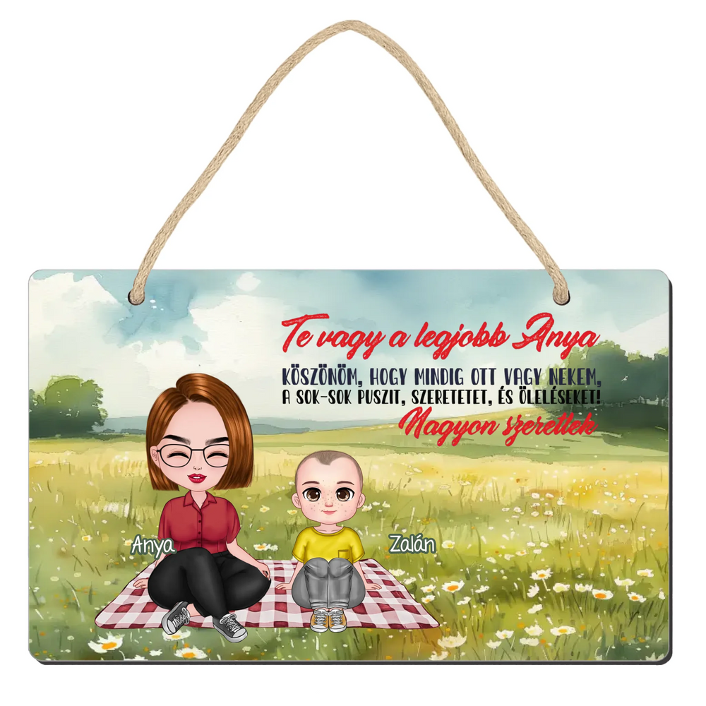 Te vagy a legjobb Anya cuki karakteres egyedi anyák napi ajándék dísztábla