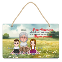 Drága Nagymama cuki karakteres egyedi anyák napi ajándék dísztábla ajtókopogtató nagymamáknak