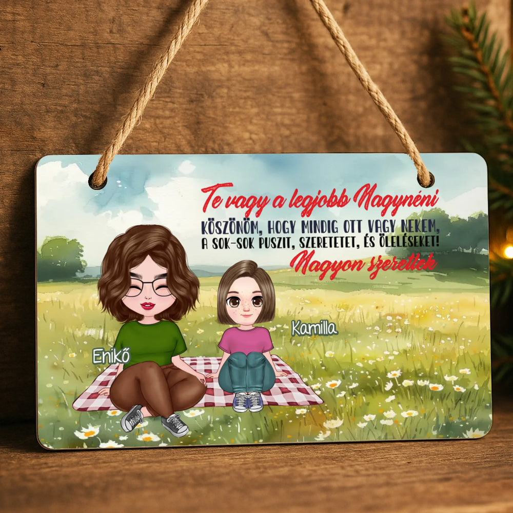 Te vagy a legjobb Nagynéni cuki karakteres egyedi anyák napi ajándék dísztábla