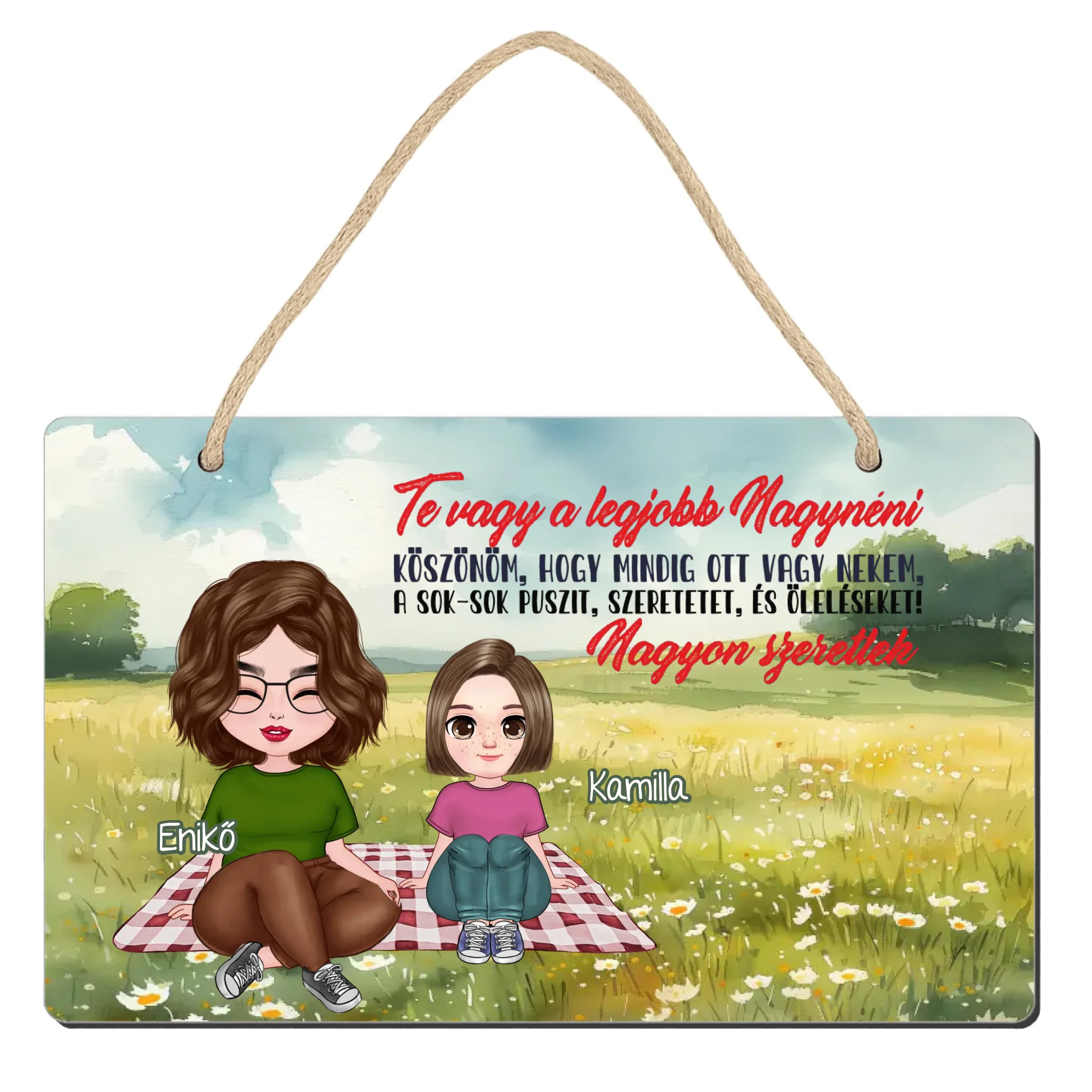 Te vagy a legjobb Nagynéni cuki karakteres egyedi anyák napi ajándék dísztábla