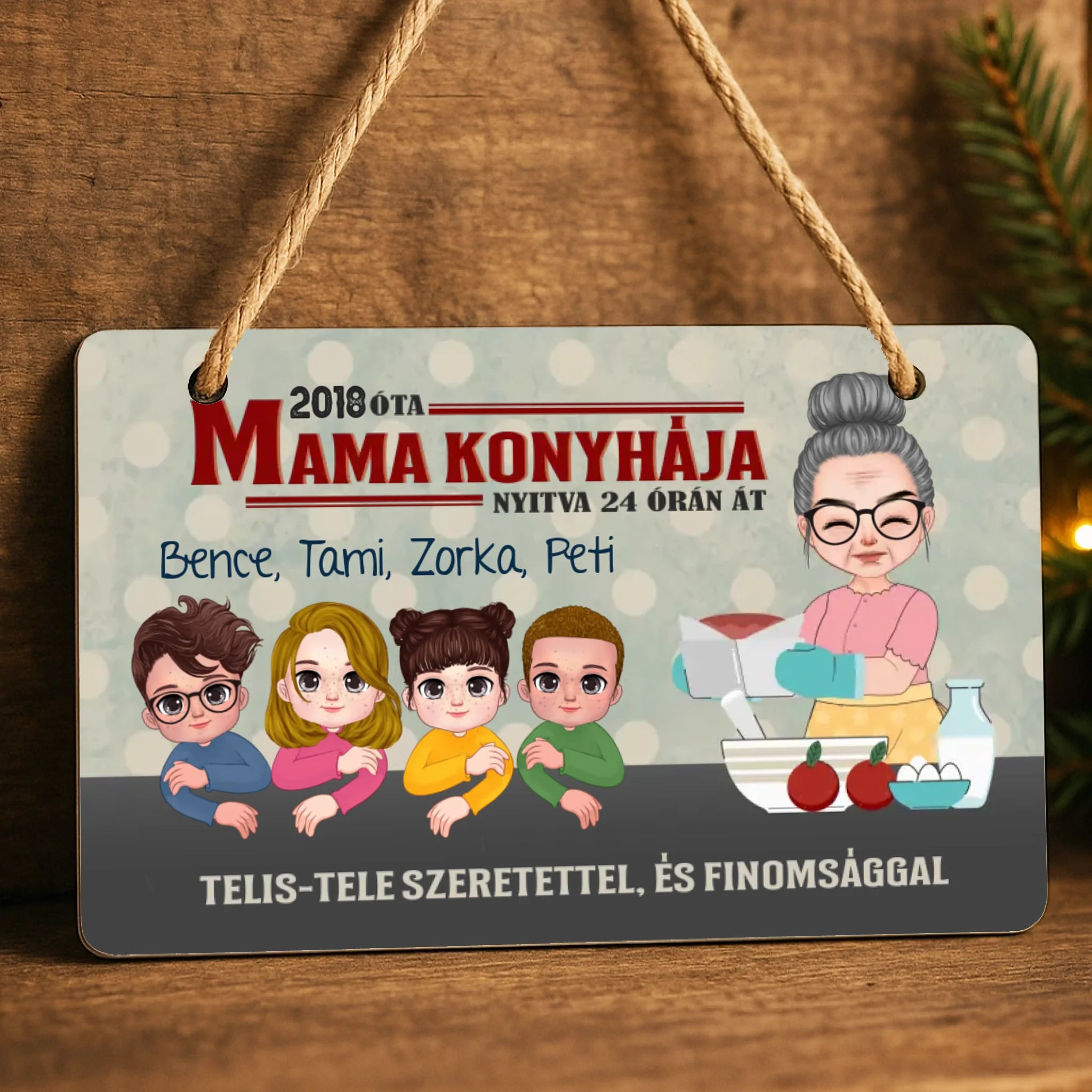 Mama konyhája falidísz- személyre szabható ajándék nagymamáknak