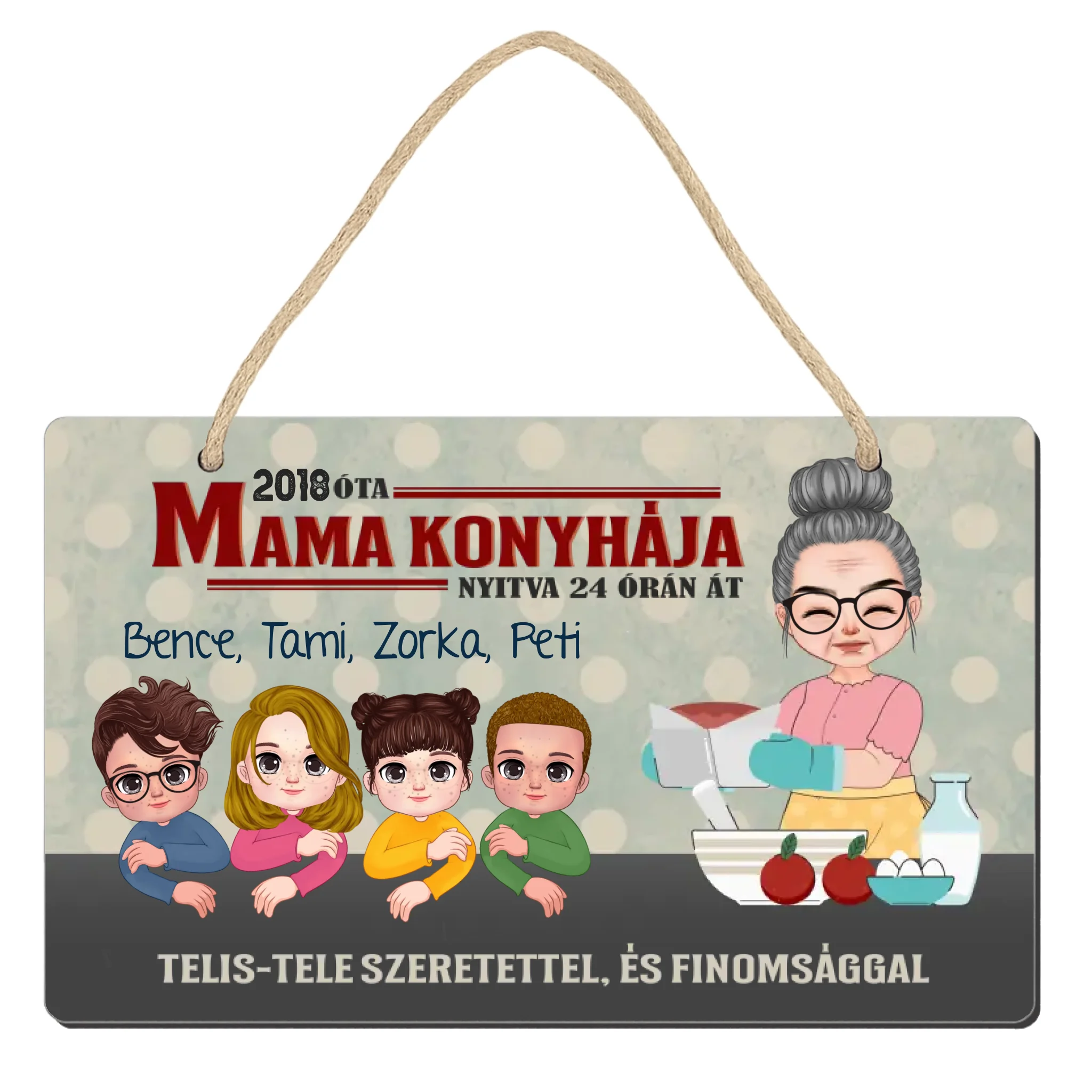 Mama konyhája falidísz- személyre szabható ajándék nagymamáknak