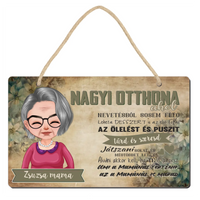 Fali dekor tábla ajándék nagymamáknak - Nagyi otthona szerkeszthető karakterekkel