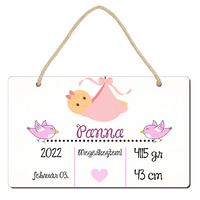 Megérkeztem babás tábla dísz