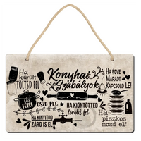 Konyhai szabályok egyedi fali dekor tábla