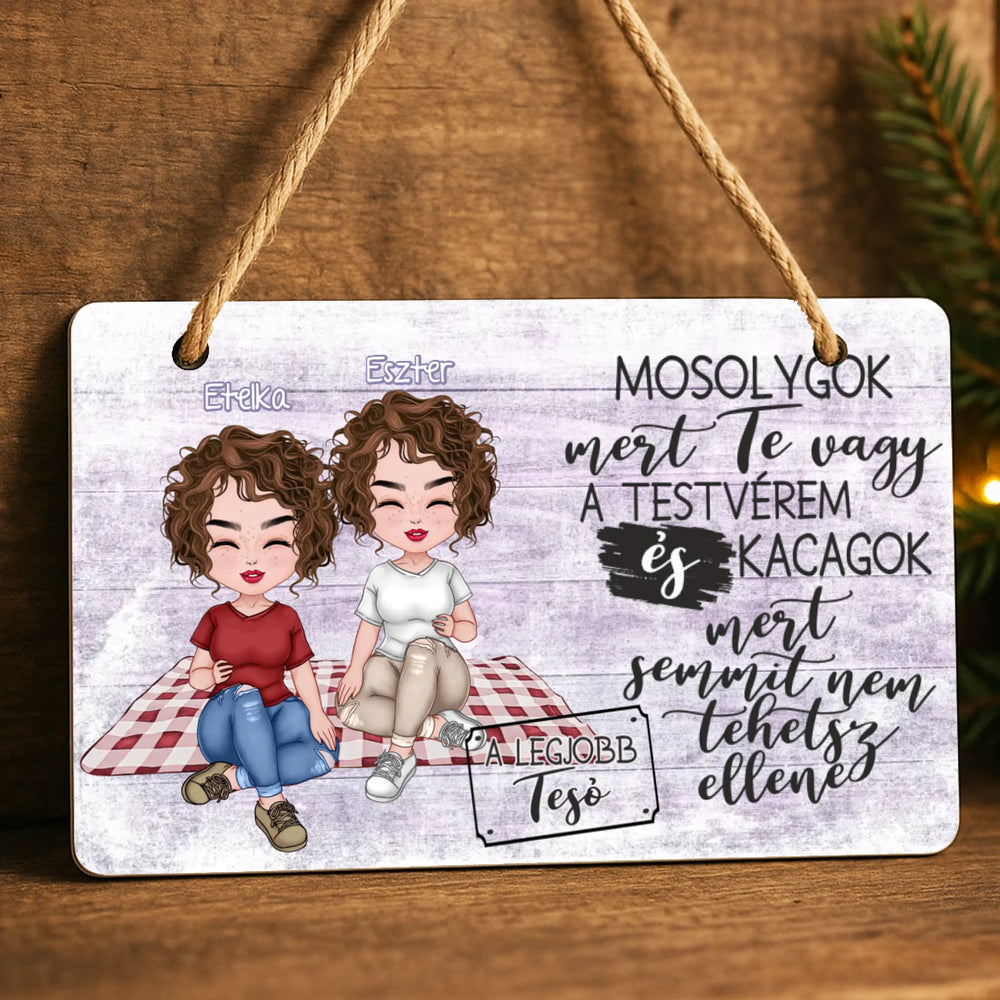 Egyedi ajtódísz fali dekor tábla - a legjobb tesók