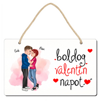 Valentin napi ölelkező cuki páros dísztábla