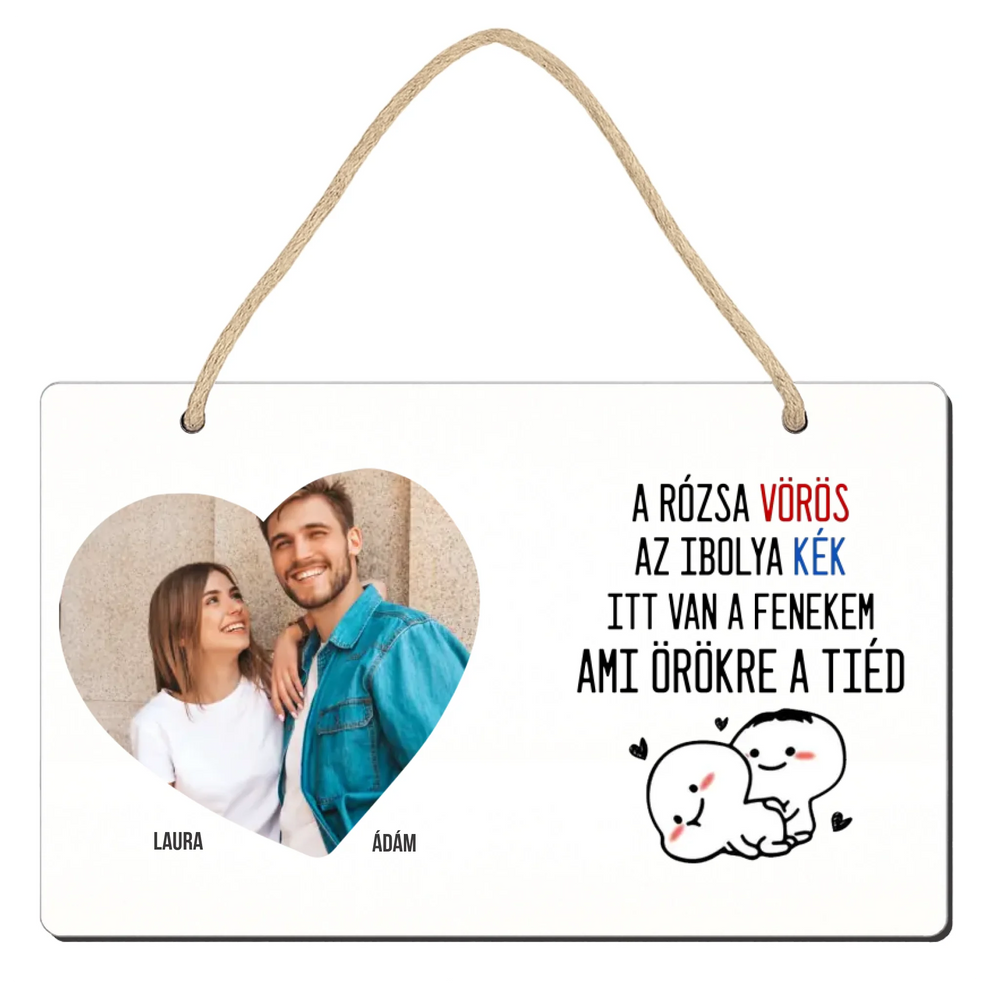 Valentin napi választható feliratos ajándék dísztábla