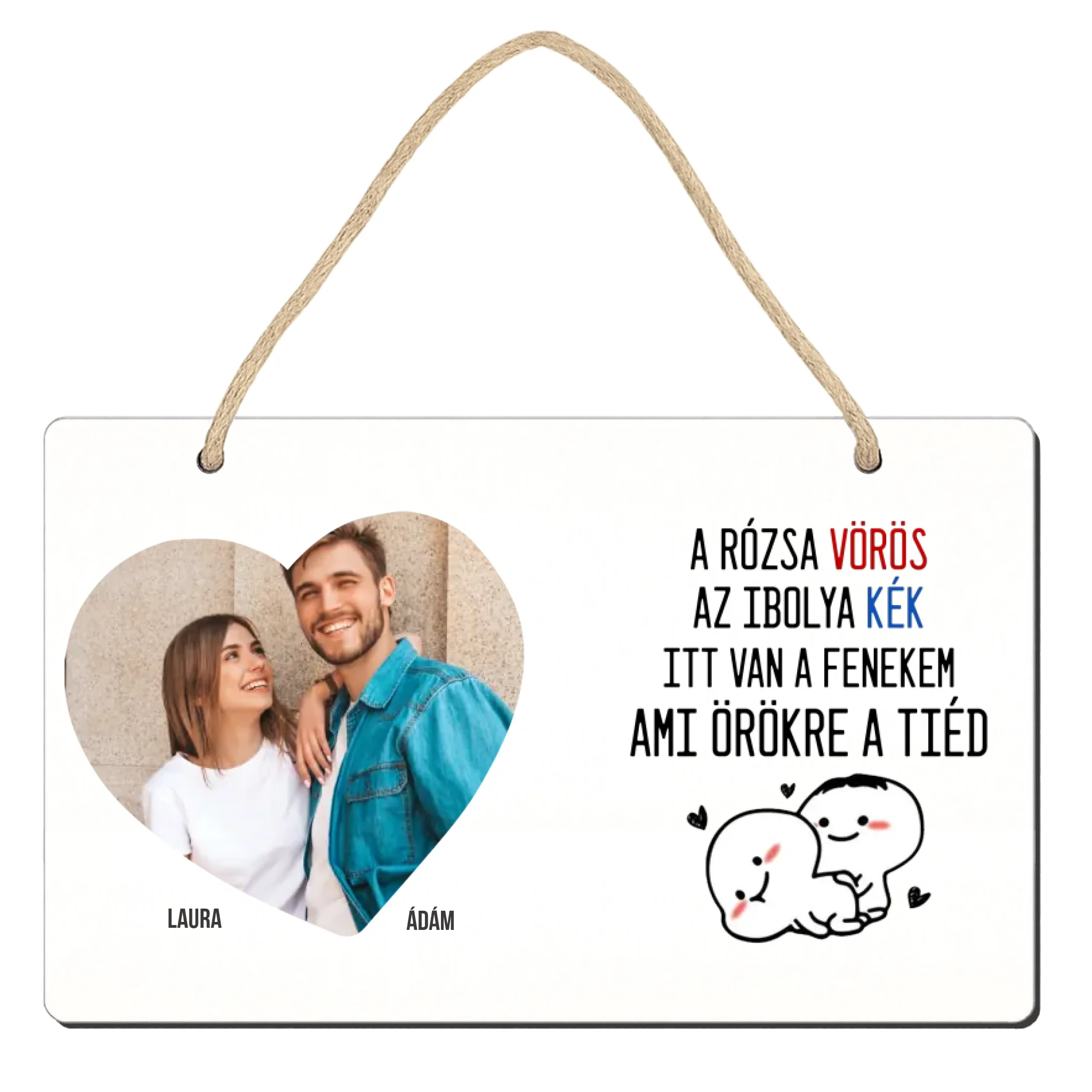 Valentin napi választható feliratos ajándék dísztábla