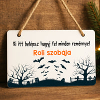 Vicces halloweeni ajtódísz gyerekeknek egyedi névvel