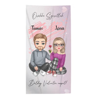 Szerkeszthető cuki karakteres törölköző Valentin napra