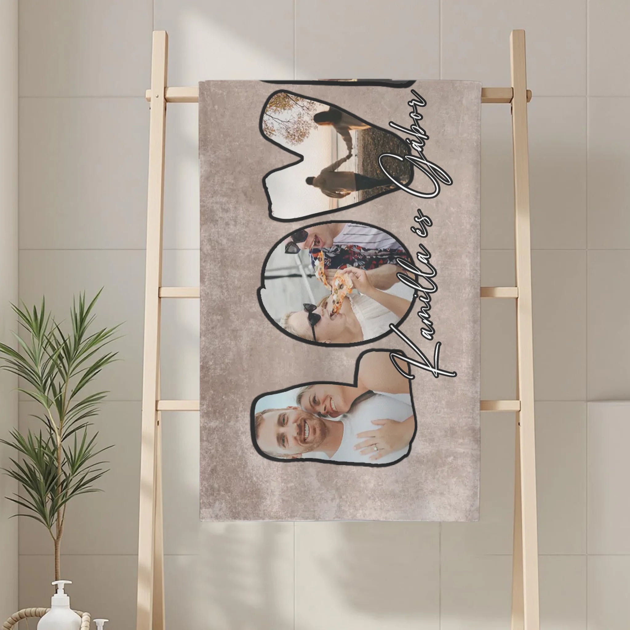 Love feliratos egyedi képes törölköző