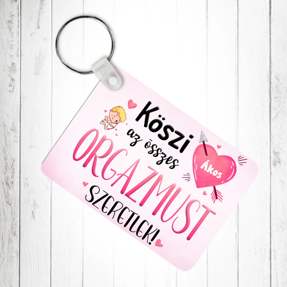 Köszi az összes orgazmust - Valentin napi kulcstartó saját névvel